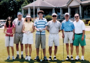 A family golf outing at the Burlington Golf Club in 2006. From left, Megan Swaine, Roger Swaine, Jane Sutter Brandt, Skyler Sutter, Drew Sutter, Joe Sutter, Gary Brandt
