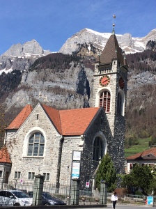 Swiss Reformed Church in the town of Walenstadt, Switzerland. 